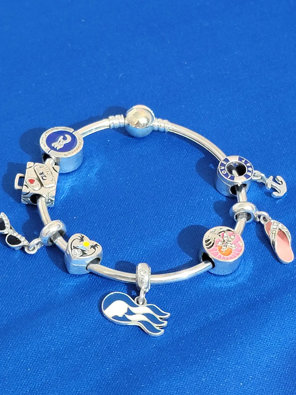 Princess Cruise Blue and Pink Summer Charm Bracelet